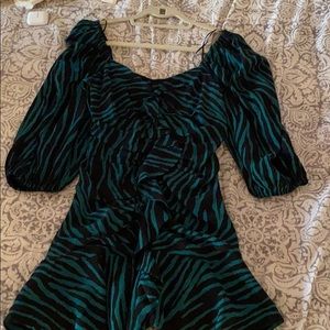 Green and black zebra stripe dress
